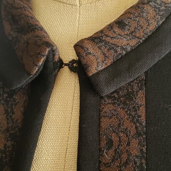 Vintage Black Belgium Wool Clasp Jacket with Brown Accents - Picture 6 of 11